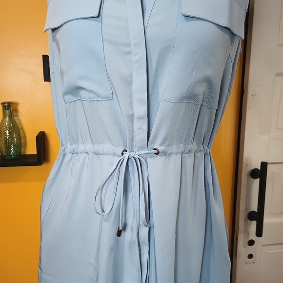 Allegra K Sleeveless Blue V-Neck Button Down Shift Dress New With Tags Size L - Picture 3 of 16